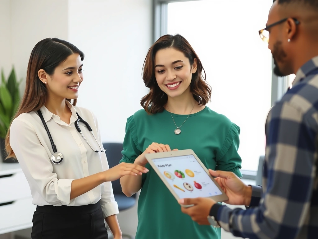 Nutrizionista che spiega un piano alimentare