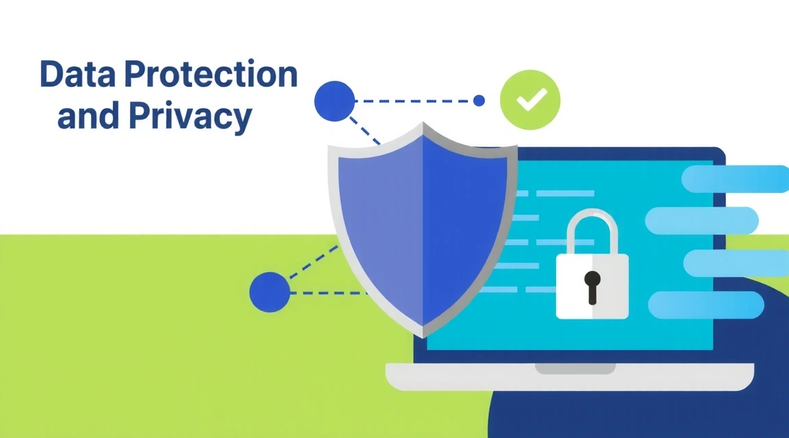 Rappresentazione visiva della protezione dei dati personali con icone di sicurezza e un lucchetto